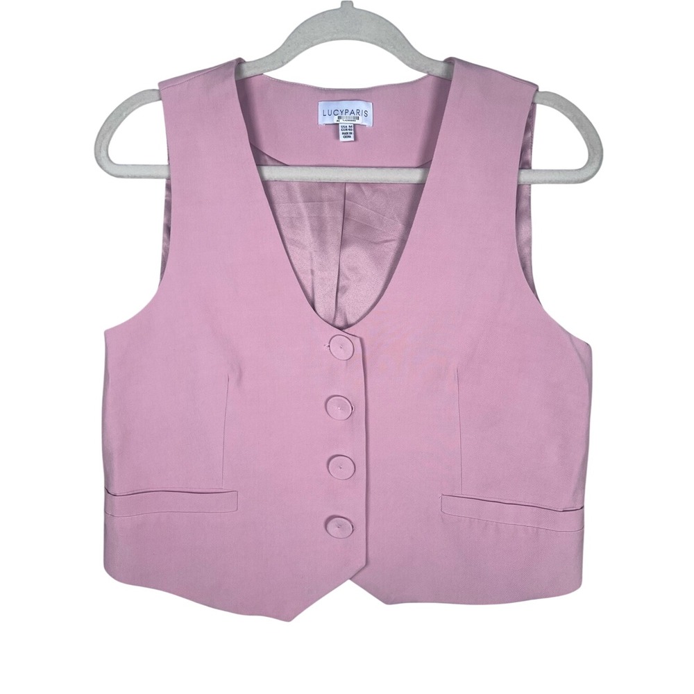 Lucy Paris Taylor Cropped Suit Vest Waistcoat Pink‎ Medium